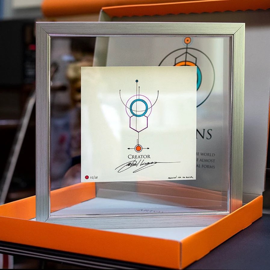 Framed Creator Artoken with its certificate of authenticity and orange presentation box